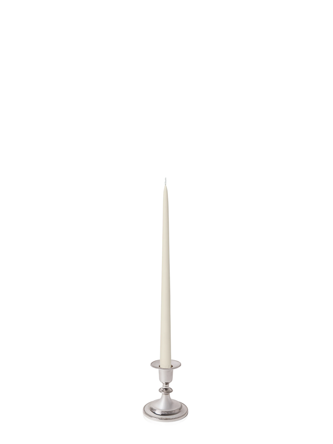 Ivory 35cm Taper Candles with Small Antique Silver Eloise Candle Holders - Set of 12 Pack of 12