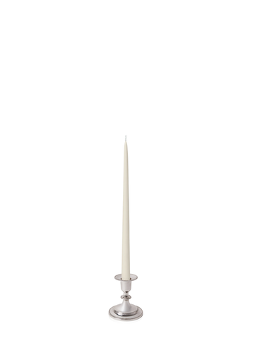Ivory 35cm Taper Candles with Small Antique Silver Eloise Candle Holders - Set of 12 Pack of 12