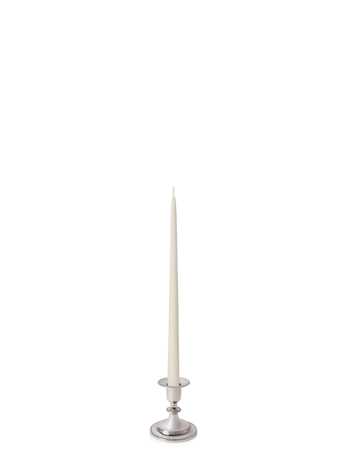 Ivory 35cm Taper Candles with Small Antique Silver Eloise Candle Holders - Set of 12 Pack of 12