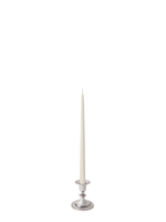 Ivory 35cm Taper Candles with Small Antique Silver Eloise Candle Holders - Set of 12