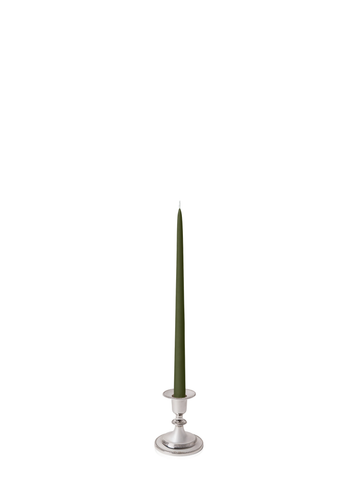 Olive 35cm Taper Candles with Small Antique Silver Eloise Candle Holders and Sleeves - Set of 12 Pack of 12