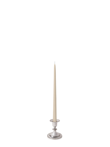 Sandstone 35cm Taper Candles with Small Antique Silver Eloise Candle Holders - Set of 12 Pack of 12
