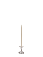 Sandstone 35cm Taper Candles with Small Antique Silver Eloise Candle Holders - Set of 12