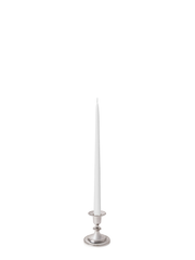 White 35cm Taper Candles with Small Antique Silver Eloise Candle Holders - Set of 12 Pack of 12