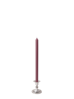 Burgundy 40cm Dinner Candles with Small Antique Silver Eloise Candle Holders - Set of 12
