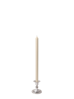 Sandstone 40cm Dinner Candles with Small Antique Silver Eloise Candle Holders - Set of 12