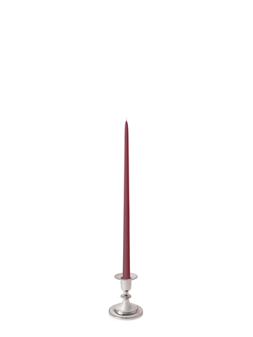 Burgundy 45cm Taper Candles with Small Antique Silver Eloise Candle Holders - Set of 6 Pack of 6