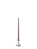 Burgundy 45cm Taper Candles with Small Antique Silver Eloise Candle Holders - Set of 6