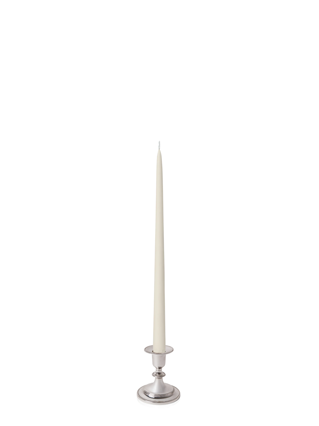 Ivory 45cm Taper Candles with Small Antique Silver Eloise Candle Holders - Set of 6 Pack of 6