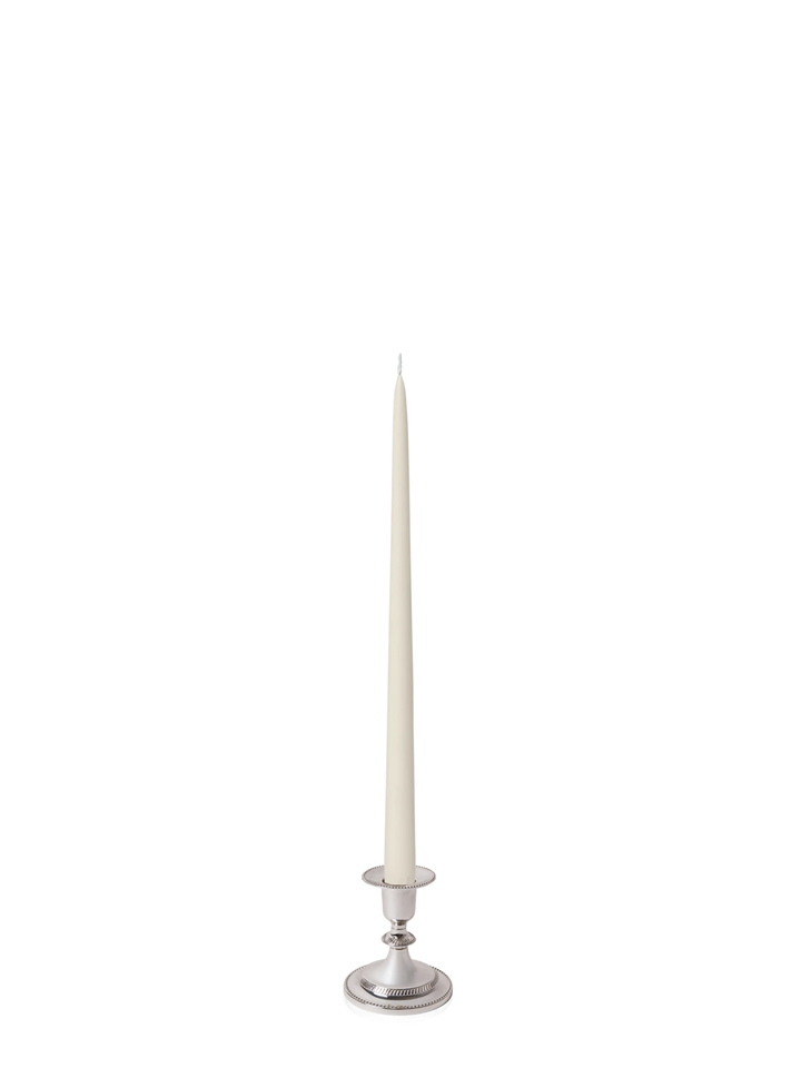 Ivory 45cm Taper Candles with Small Antique Silver Eloise Candle Holders - Set of 6 Pack of 6