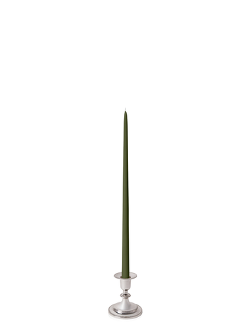 Olive 45cm Taper Candles with Small Antique Silver Eloise Candle Holders - Set of 6 Pack of 6