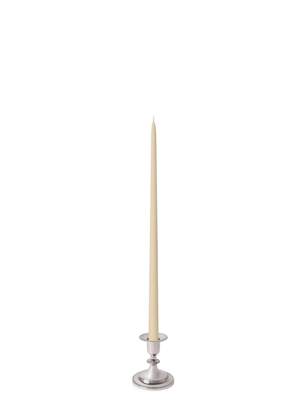 Sandstone 45cm Taper Candles with Small Antique Silver Eloise Candle Holders - Set of 6 Pack of 6