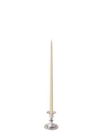 Sandstone 45cm Taper Candles with Small Antique Silver Eloise Candle Holders - Set of 6 Pack of 6