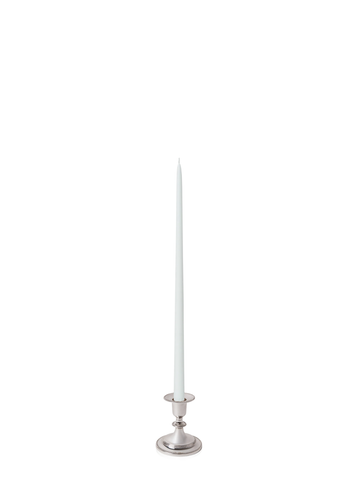 White 45cm Taper Candles with Small Antique Silver Eloise Candle Holders - Set of 6 Pack of 6
