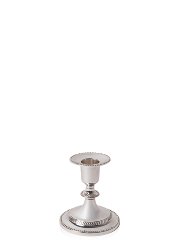 White 30cm Dinner Candles with Small Antique Silver Eloise Candle Holders and Sleeves - Set of 12