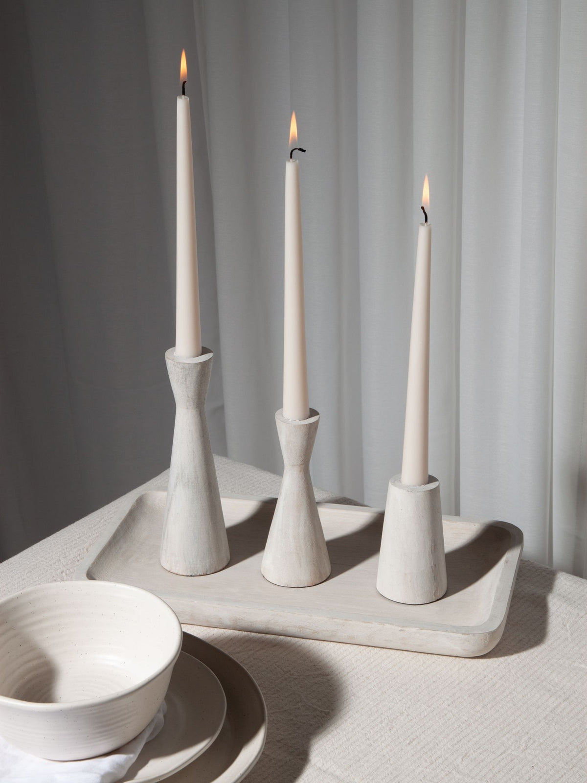 Natural Wood Ember Wooden Candle Holder - Medium