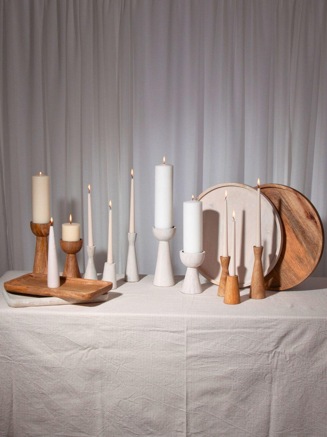 Whitewash Ember Wooden Candle Holder - Large Pack of 1