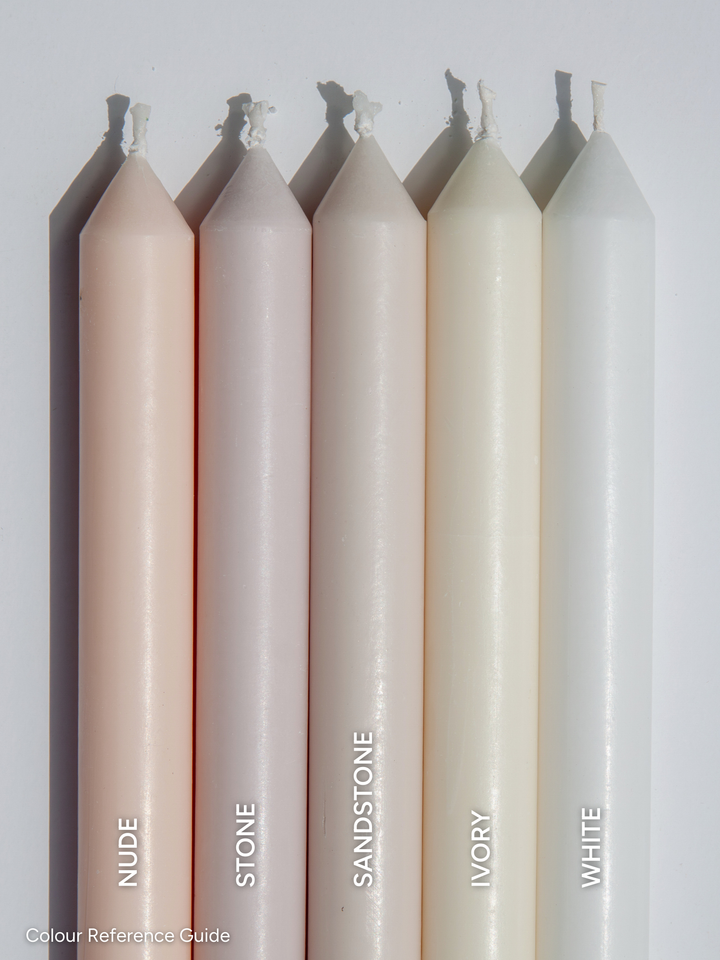 White 30cm Dinner Candles with Small Glass Holders - Set of 12 Pack of 12