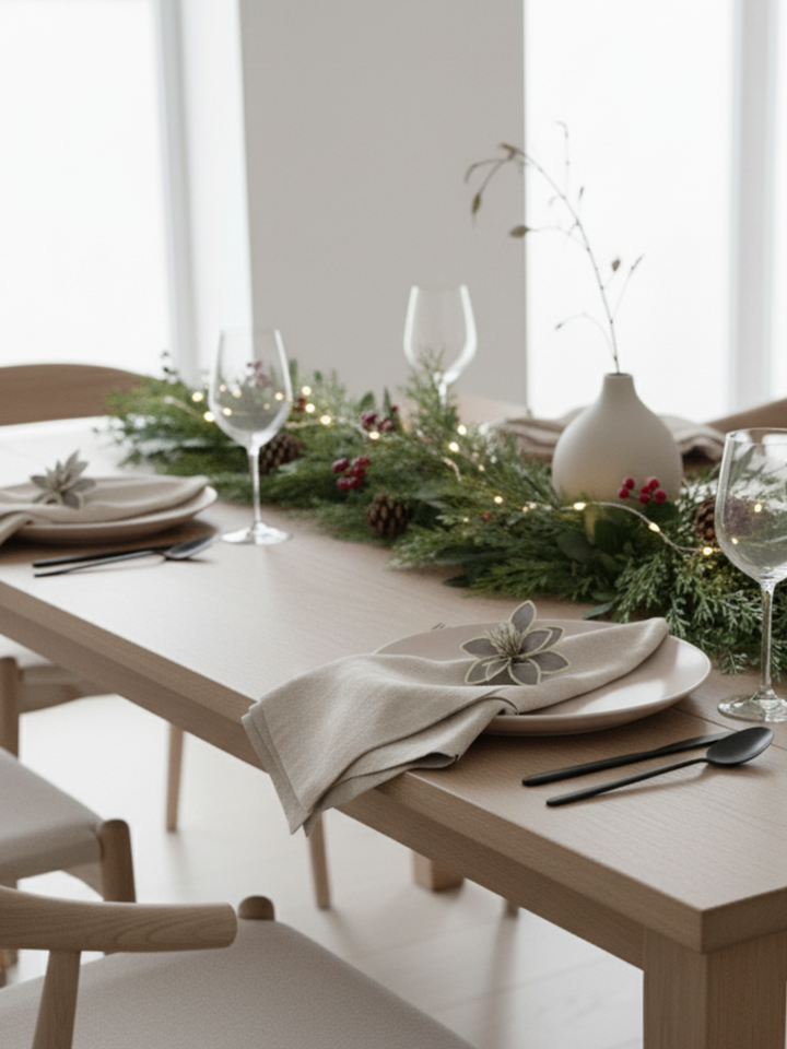 Clip On Poinsettia Brown Rope Edge