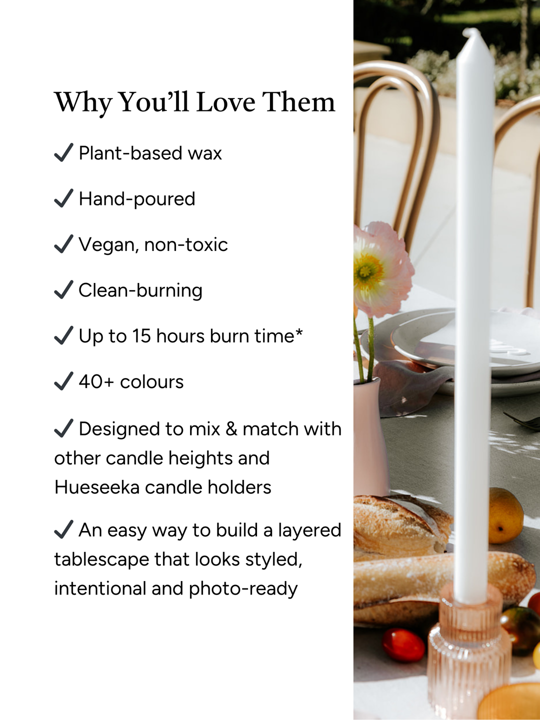 White 40cm Dinner Candles