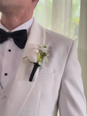 White Peony Wedding Buttonhole