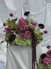 Pink Hydrangea & Burgundy Tulip Cloud - Large