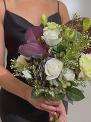 Burgundy Ranunculus & Calla Lily Bridesmaid Bouquet