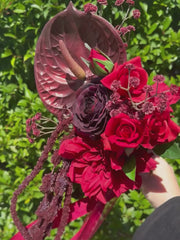 Red Dahlia & Anthurium Bridesmaid Bouquet