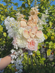 Apricot Snapdragon & White Orchid Wedding Bouquet