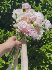 Pink Rose & Ranunculus Bridesmaid Bouquet