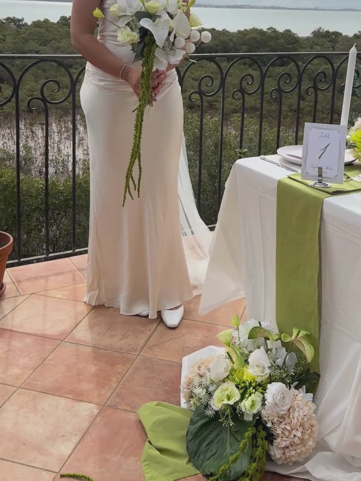 Green & White Garden Wedding Plinth Arrangement - Medium