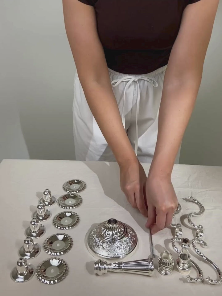 Charlotte Antique Silver 5-Arm Candelabra