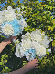 Blue Hydrangea & White Dahlia Bridesmaid Bouquet