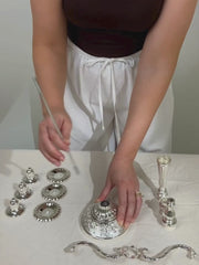 Penelope Antique Silver 3-Arm Candelabra