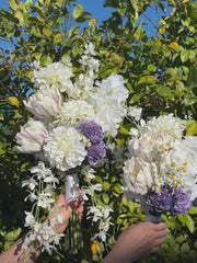 Purple Carnation & White Orchid Wedding Bouquet