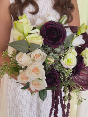 Burgundy Ranunculus & Amaranthus Wedding Bouquet