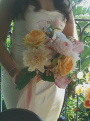 Orange Garden Rose & Pink Calla Lily Wedding Bouquet