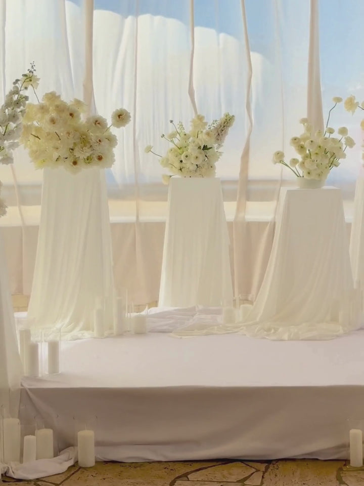 White Event Pillar Candles & Glass Wedding Bundle - Large